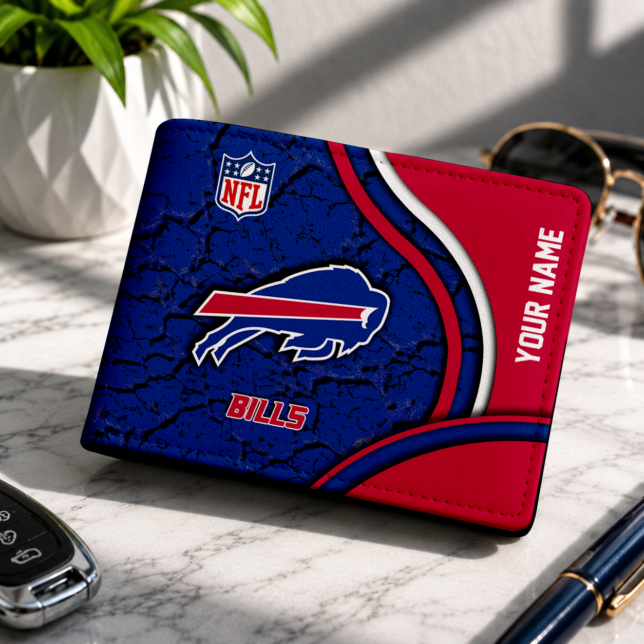 MEGA SALE - NEW CUSTOMIZED NFL03 BFB BF BILLS LEATHER WALLET