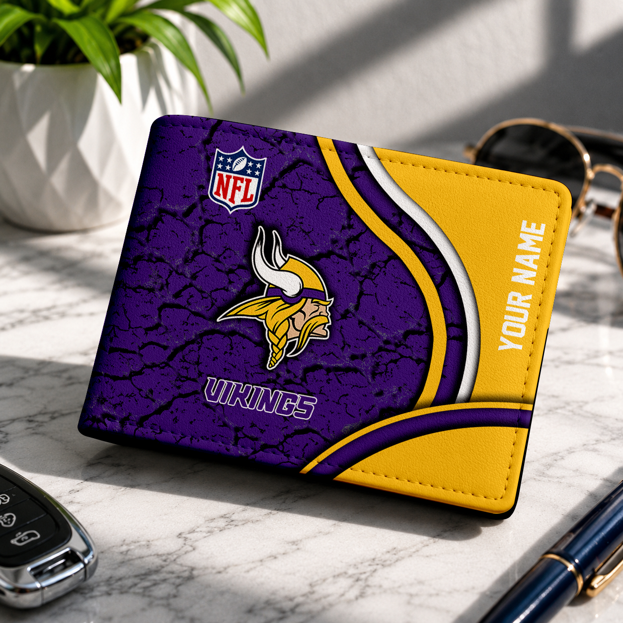 MEGA SALE - NEW CUSTOMIZED NFL05 MVK MN VIKINGS LEATHER WALLET
