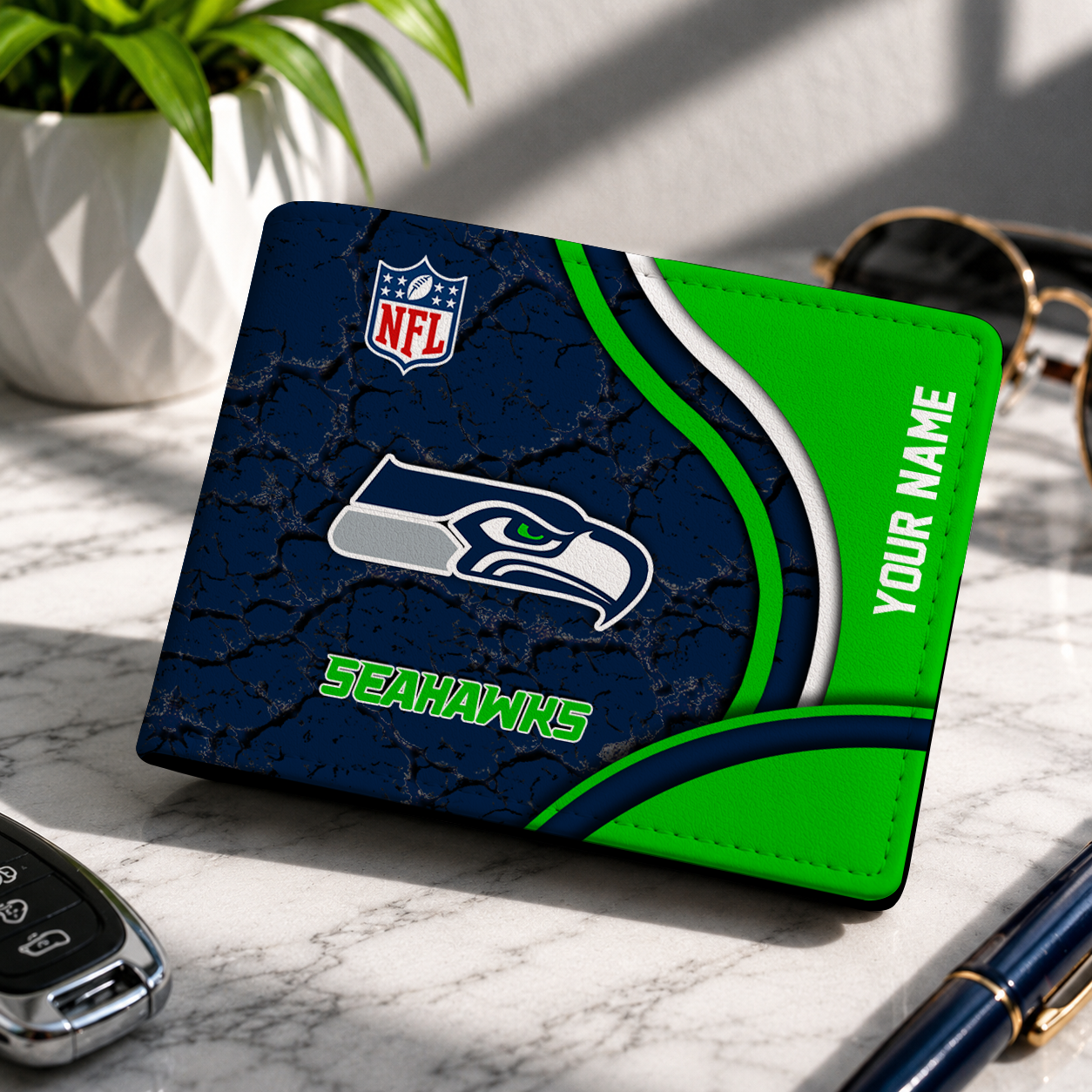 MEGA SALE - NEW CUSTOMIZED NFL06 SSH SE SEAHAWKS LEATHER WALLET