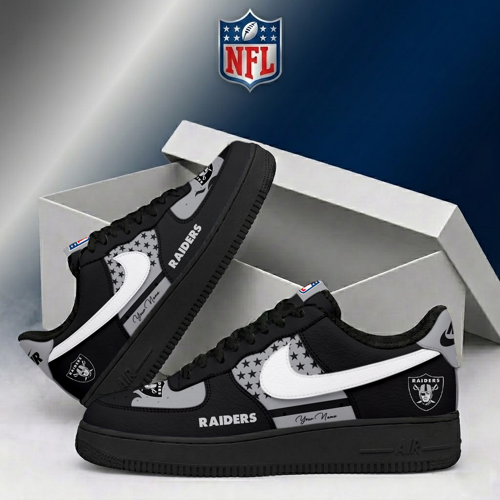 FINAL SALE - NEW CUSTOMIZED NFL07 LVR LAS VEGAS RAIDERS AF1 SHOES
