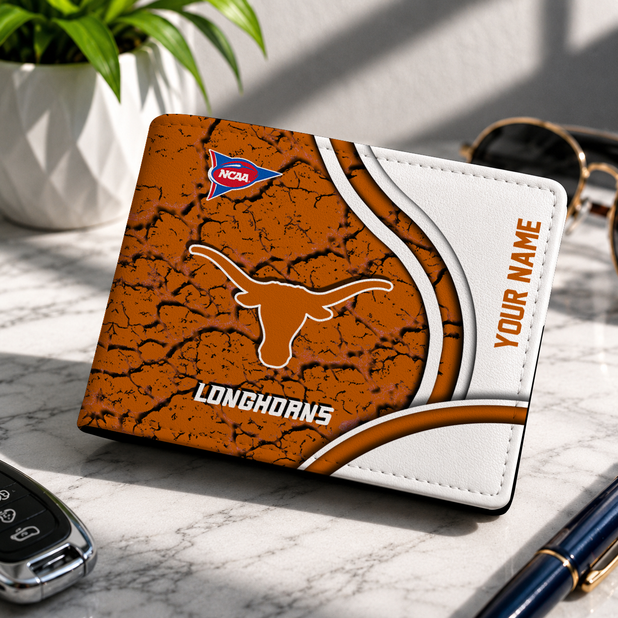 MEGA SALE - NEW CUSTOMIZED NCAA FBS22 TXL TEXAS LONGHORNS LEATHER WALLET