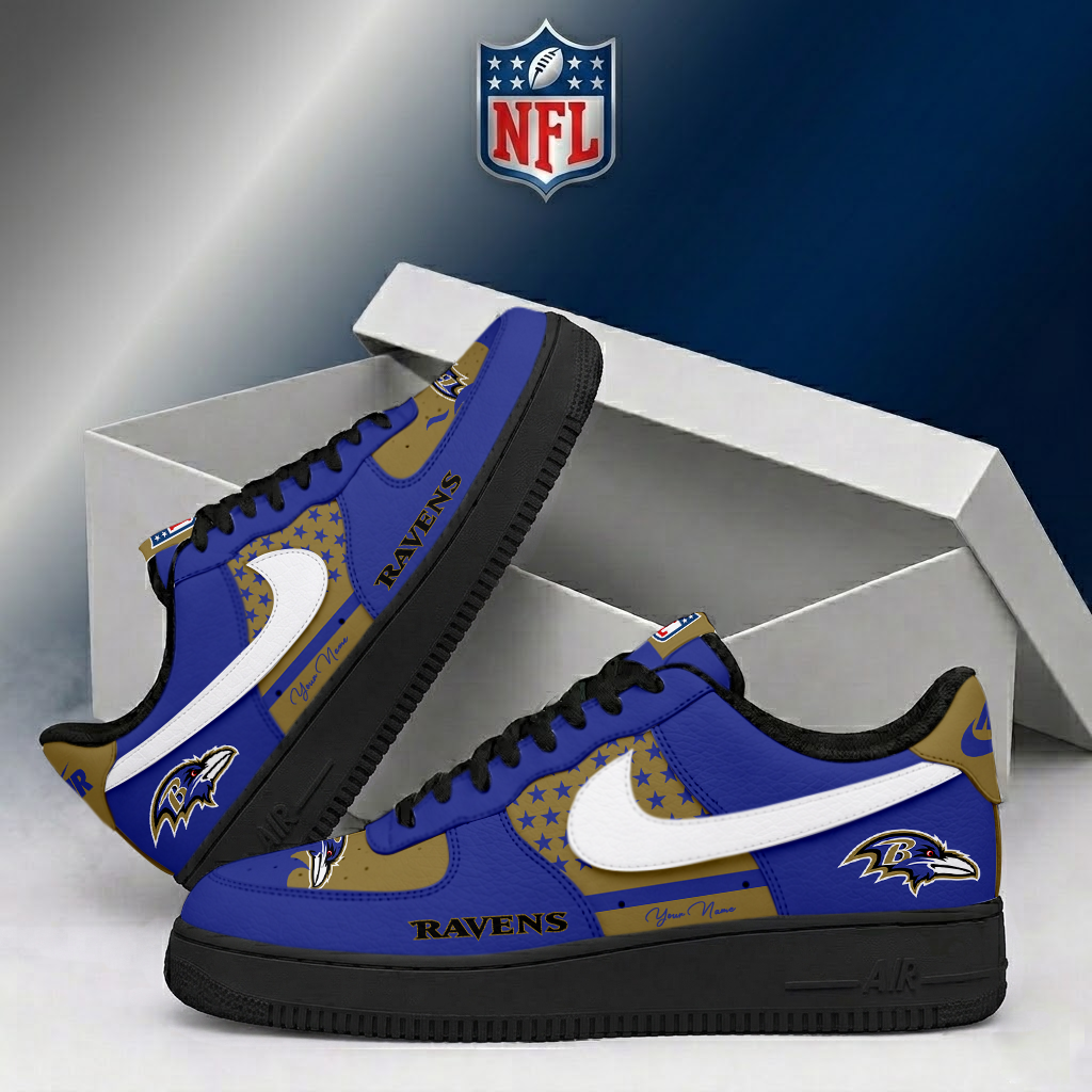 FINAL SALE - NEW CUSTOMIZED NFL28 BTR BALTIMORE RAVENS AF1 SHOES