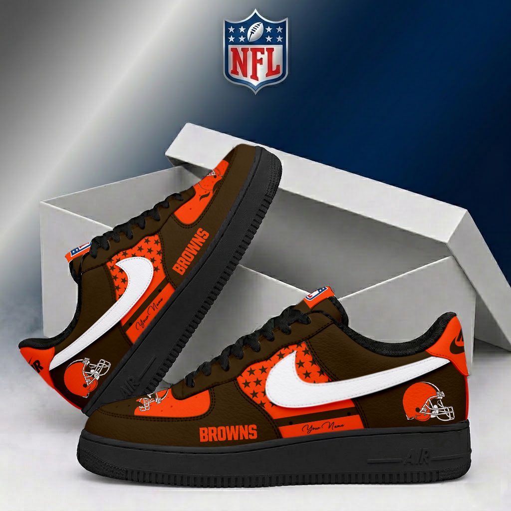 FINAL SALE - NEW CUSTOMIZED NFL29 CLB CLEVELAND BROWNS AF1 SHOES