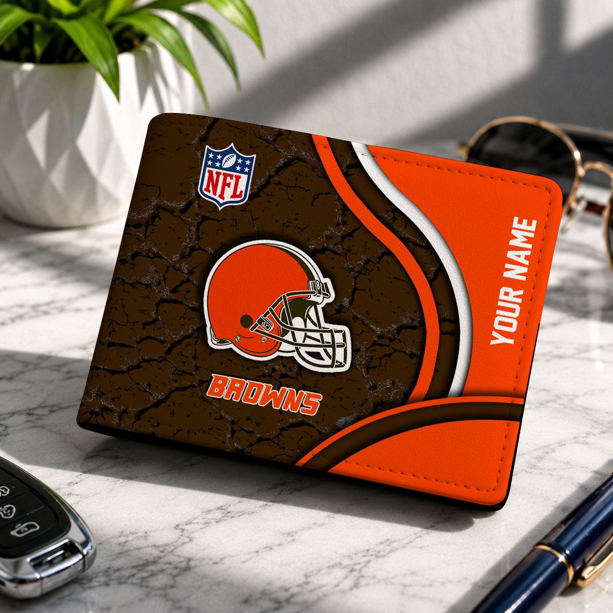 MEGA SALE - NEW CUSTOMIZED NFL29 CLB CL BROWNS LEATHER WALLET