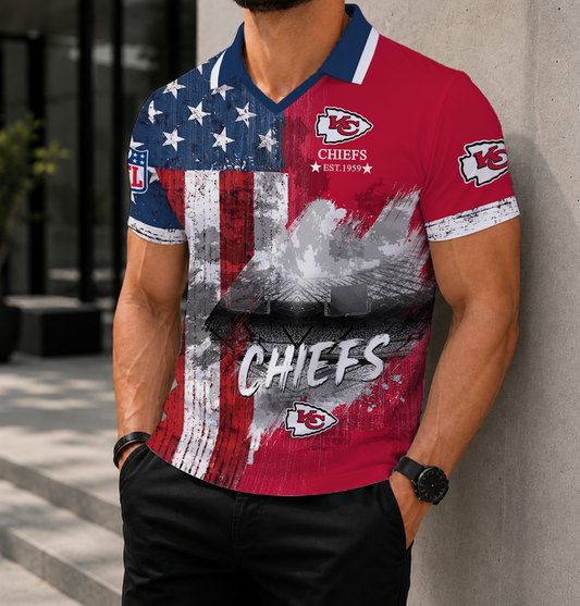 LIMITED EDITION - NEW CUSTOMIZED NFL01 KCC KANSAS CITY CHIEFS POLO SHIRT