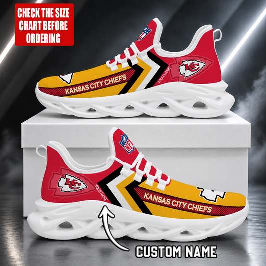 LIMITED EDITION - NEW CUSTOMIZED NFL01 KCC KANSAS CITY CHIEFS UNISEX MAX SOUL SHOES