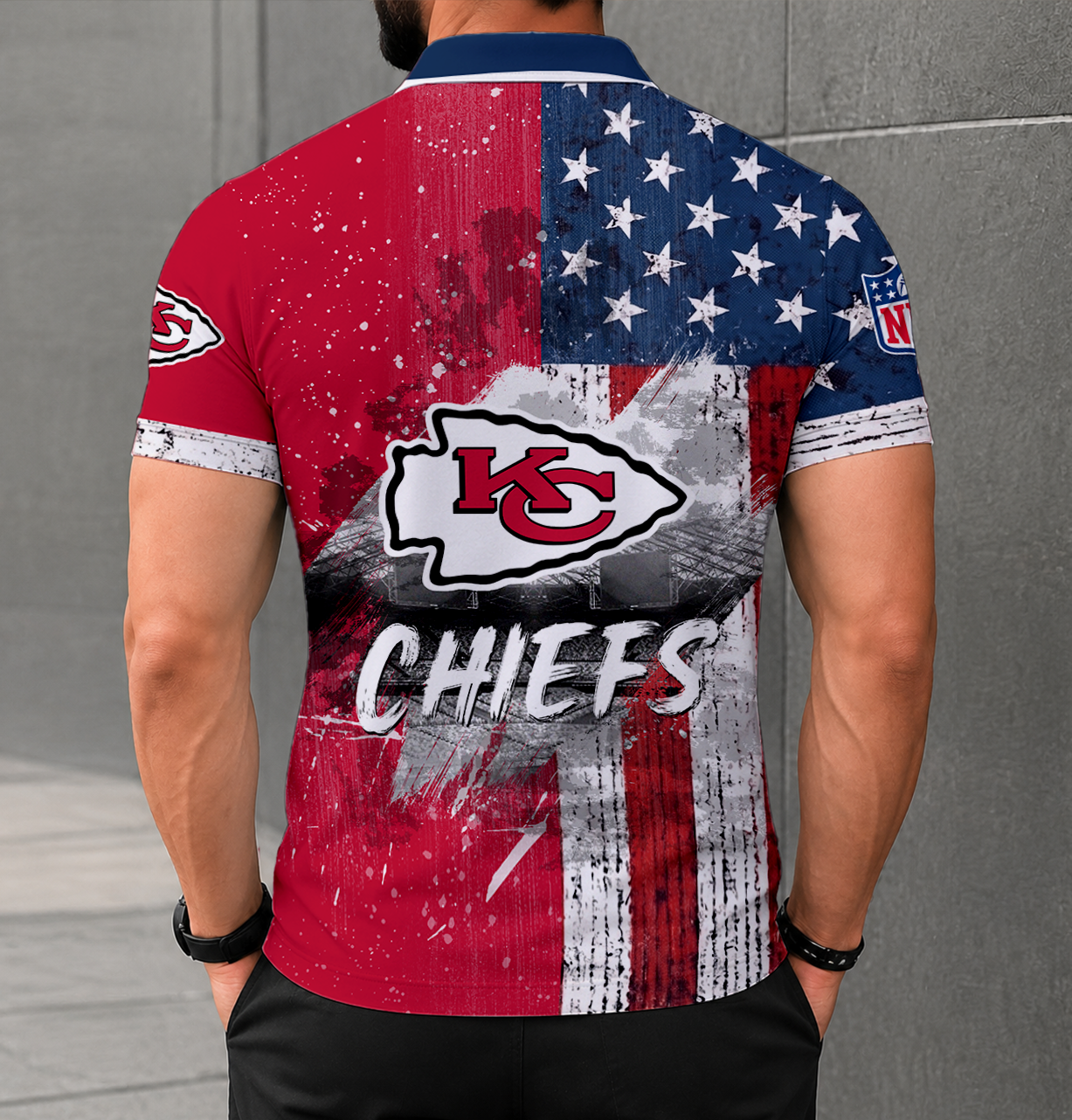 LIMITED EDITION - NEW CUSTOMIZED NFL01 KCC KANSAS CITY CHIEFS POLO SHIRT