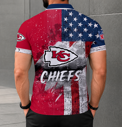 LIMITED EDITION - NEW CUSTOMIZED NFL01 KCC KANSAS CITY CHIEFS POLO SHIRT