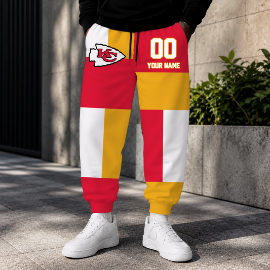 ELITE EDITION - NEW CUSTOMIZED NFL01 KCC KANSAS CITY CHIEFS SWEATPANTS