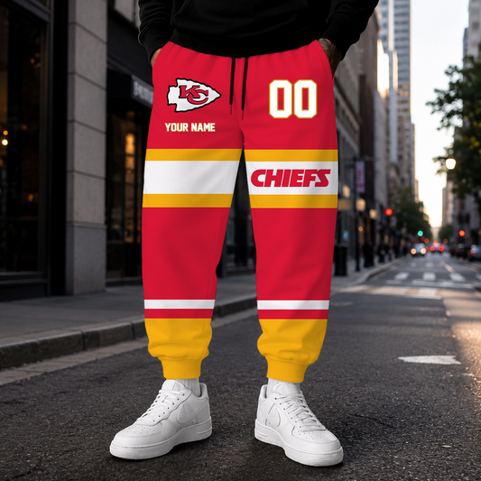 MEGA SALE - NEW CUSTOMIZED NFL01 KCC KANSAS CITY CHIEFS SWEATPANTS