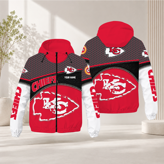 FINAL SALE - NEW CUSTOMIZED NFL01 KCC KANSAS CITY CHIEFS WINDBREAKER JACKET