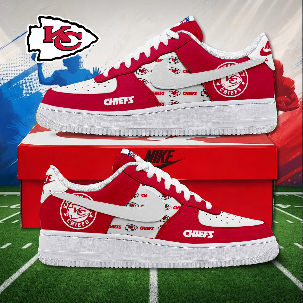 LIMITED EDITON - NEW CUSTOMIZED NFL01 KCC KANSAS CITY CHIEFS AF1 SNEAKERS