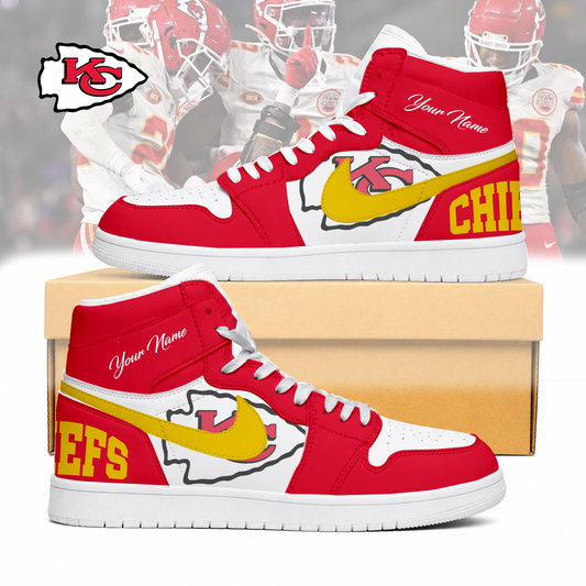LIMITED EDITION - NEW CUSTOMIZED NFL01 KCC KANSAS CITY CHIEFS AIR JORDAN SNEAKERS