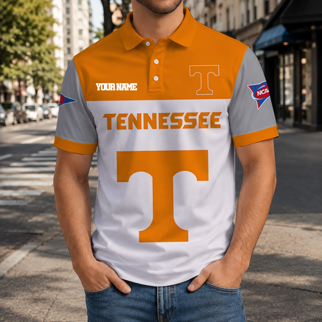 FINAL SALE - NEW CUSTOMIZED NCAA FBS01 TNV TENNESSEE VOLUNTEERS POLO SHIRT, ZIP POLO SHIRT & T-SHIRTS