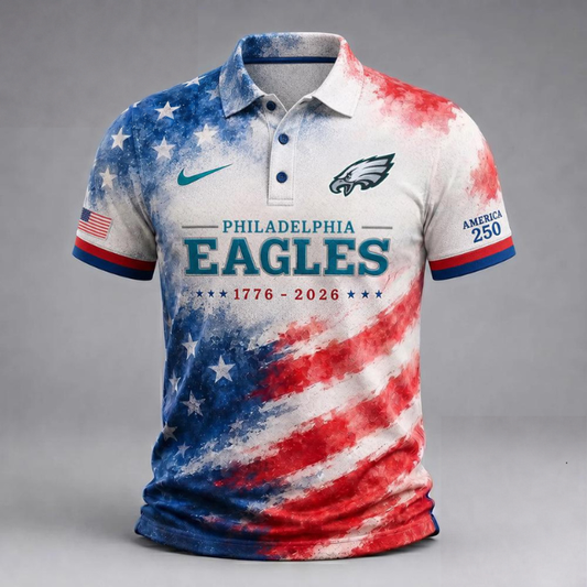 MEGA SALE - NEW CUSTOMIZED NFL02 PPE PHILADELPHIA EAGLES USA 250TH ANNIVERSARY POLO SHIRT, ZIP POLO SHIRT & T-SHIRTS