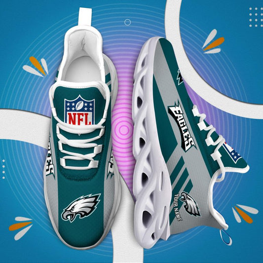 LIMITED EDITION - NEW CUSTOMIZED NFL02 PPE PHILADELPHIA EAGLES UNISEX MAX SOUL SHOES
