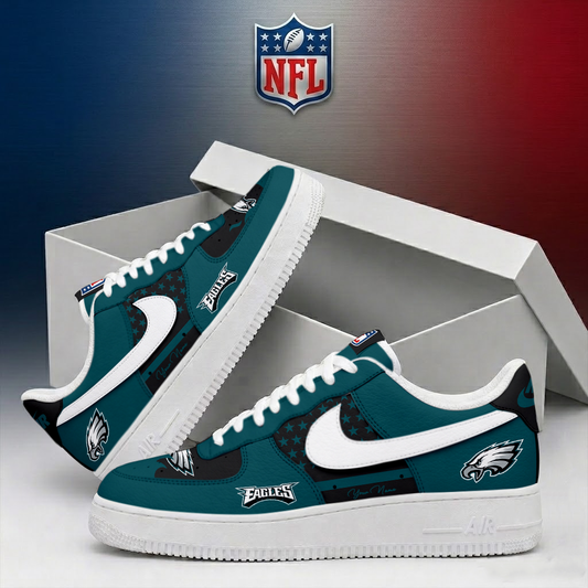 FINAL SALE - NEW CUSTOMIZED NFL02 PPE PHILADELPHIA EAGLES AF1 SHOES