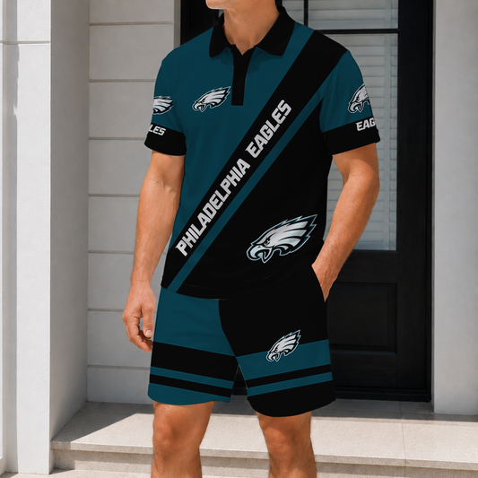 LIMITED EDITION - NEW CUSTOMIZED NFL02 PPE PHILADELPHIA EAGLES POLO SHIRT & SHORT PANTS SET