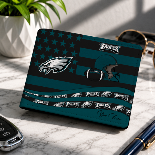 LIMITED EDITION - NEW CUSTOMIZED NFL02 PPE PHILADELPHIA EAGLES LEATHER WALLET