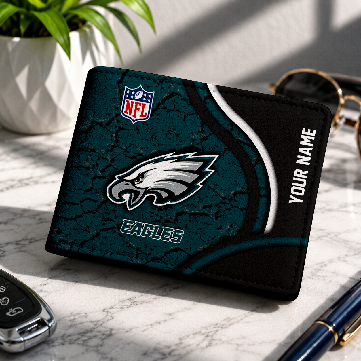 MEGA SALE - NEW CUSTOMIZED NFL02 PPE PP EAGLES LEATHER WALLET