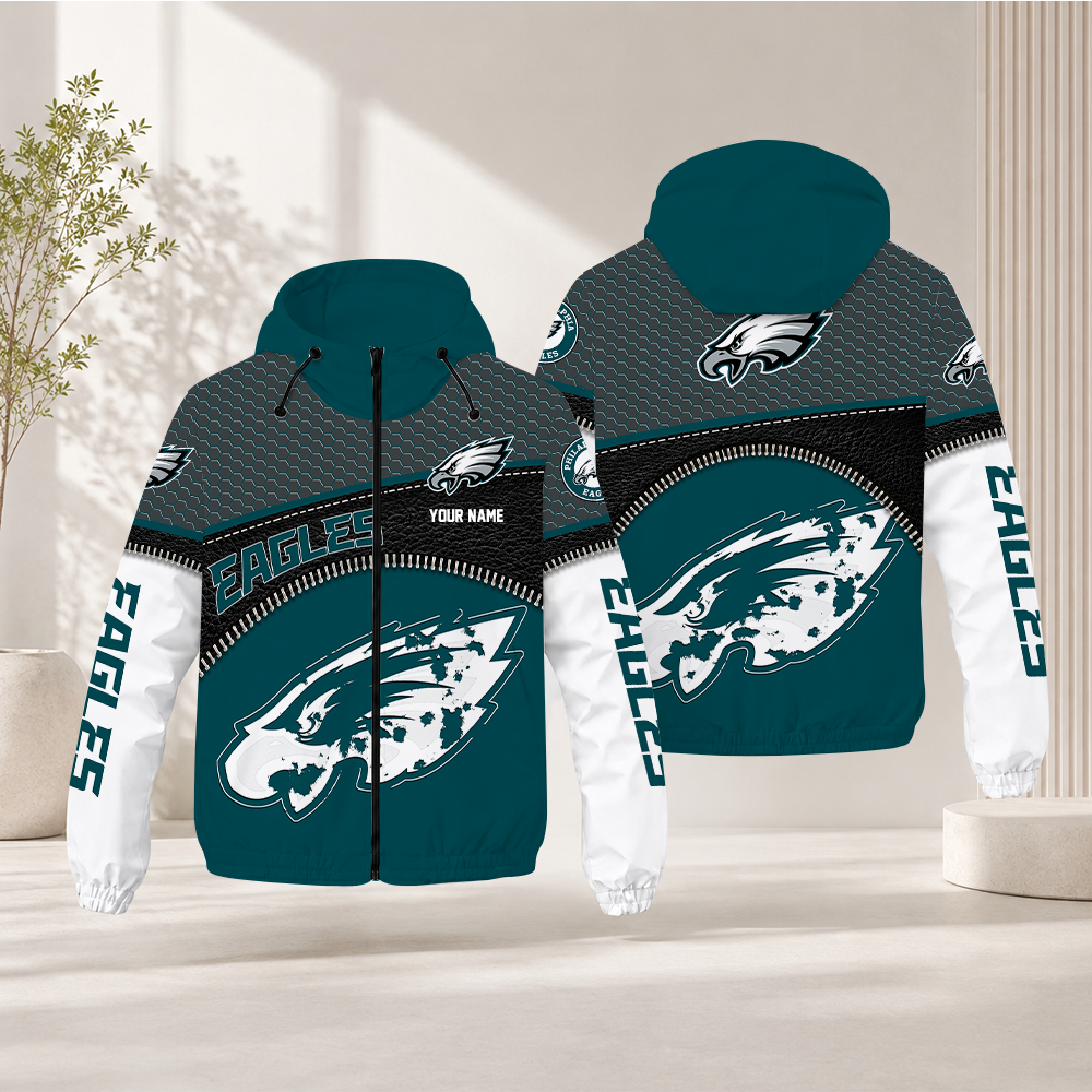 FINAL SALE - NEW CUSTOMIZED NFL02 PPE PHILADELPHIA EAGLES WINDBREAKER JACKET