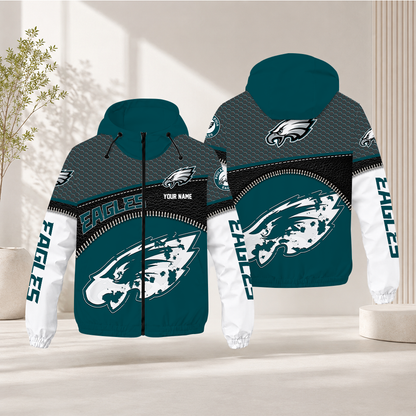 FINAL SALE - NEW CUSTOMIZED NFL02 PPE PHILADELPHIA EAGLES WINDBREAKER JACKET