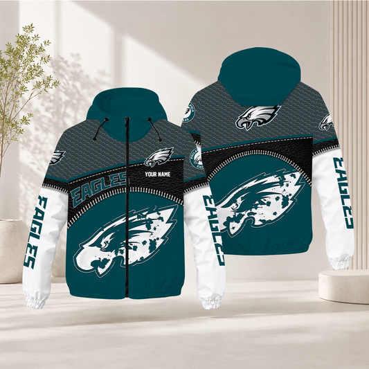 FINAL SALE - NEW CUSTOMIZED NFL02 PPE PHILADELPHIA EAGLES WINDBREAKER JACKET