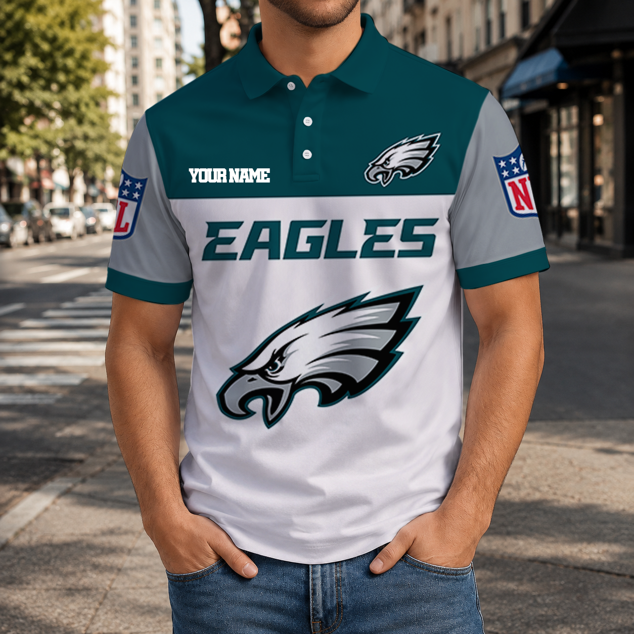EXCLUSIVE  EDITION - NEW CUSTOMIZED NFL02 PPE PHILADELPHIA EAGLES T-SHIRT, POLO SHIRT, ZIP POLO SHIRT, SWEATSHIRT, HOODIE & ZIP HOODIE