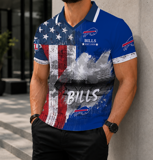 LIMITED EDITION - NEW CUSTOMIZED NFL03 BFB BUFFALO BILLS POLO SHIRT