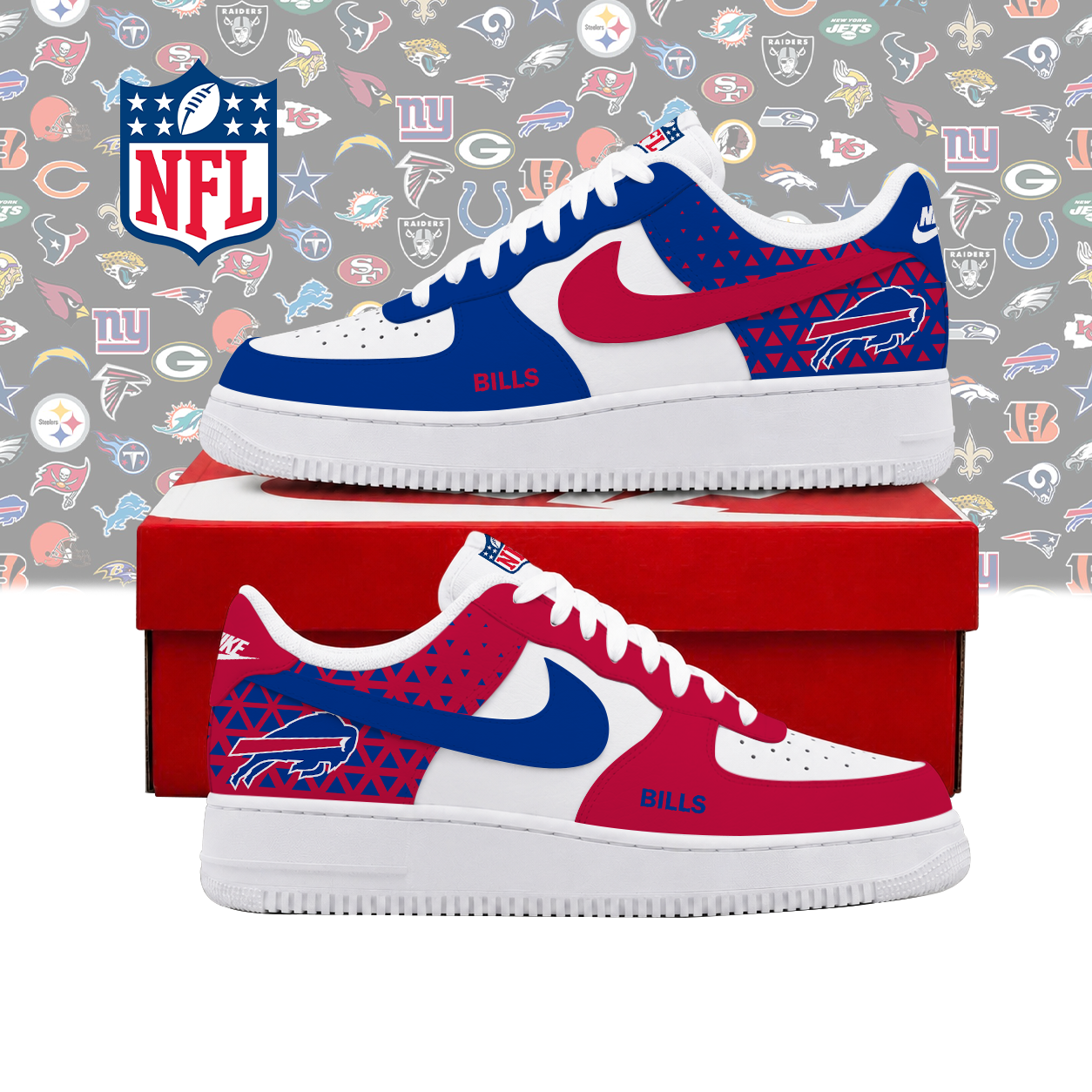 FLASH SALE - NEW CUSTOMIZED NFL03 BFB BUFFALO BILLS AF1 SHOES