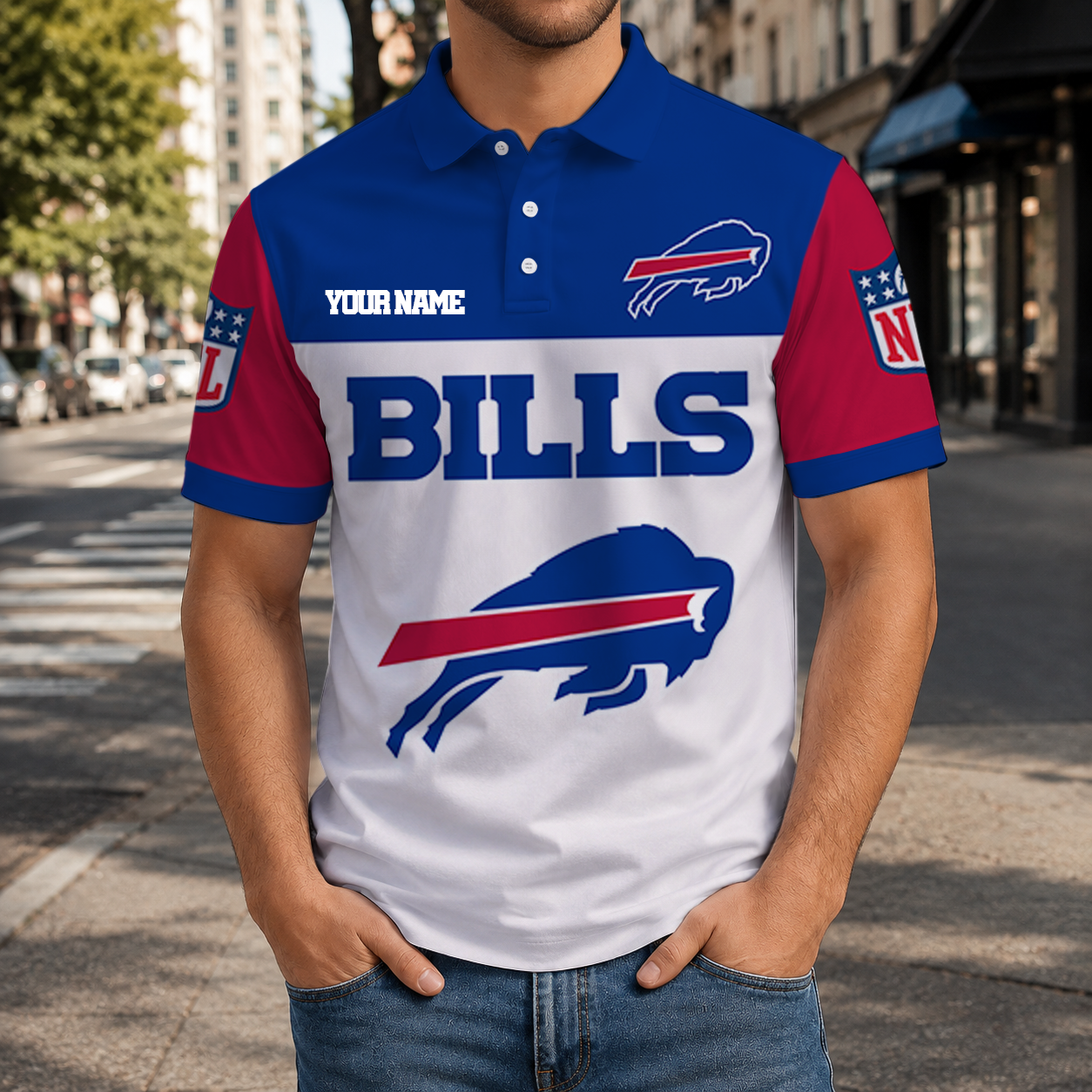 EXCLUSIVE  EDITION - NEW CUSTOMIZED NFL03 BFB BUFFALO BILLS T-SHIRT, POLO SHIRT, ZIP POLO SHIRT, SWEATSHIRT, HOODIE & ZIP HOODIE