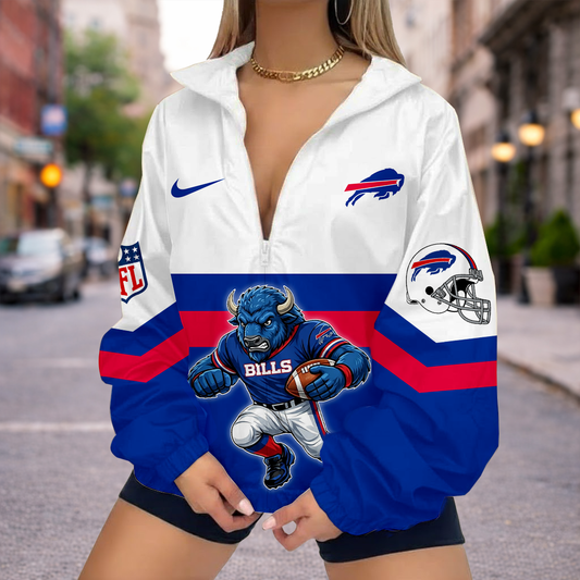 LIMITED EDITION - NEW CUSTOMIZED NFL03 BFB BUFFALO BILLS V-NECK ZIPPER SWEATSHIRT JACKET