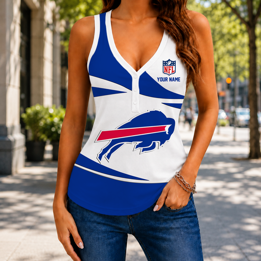 VIRAL EDITION - NEW CUSTOMIZED NFL03 BFB BUFFALO BILLS WOMEN'S V-NECK TANK TOP