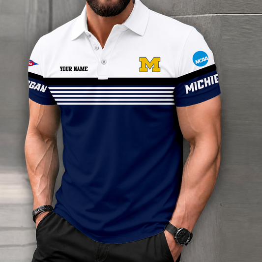 FLASH SALE - NEW CUSTOMIZED NCAA FBS03 MIW MICHIGAN WOLVERINES POLO SHIRT