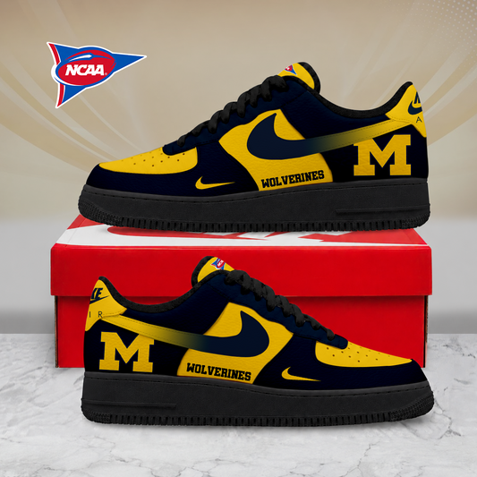 SPECIAL EDITION - NEW CUSTOMIZED NCAA FBS03 MIW MICHIGAN WOLVERINES AF1 SHOES