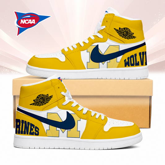 LIMITED EDITION - NEW CUSTOMIZED NCAA FBS03 MIW MICHIGAN WOLVERINES AIR JORDAN SNEAKERS