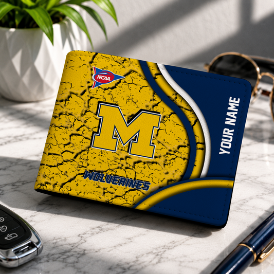 MEGA SALE - NEW CUSTOMIZED NCAA FBS03 MIW MICHIGAN WOLVERINES LEATHER WALLET