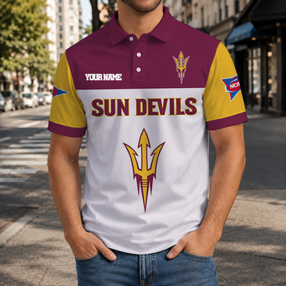 FINAL SALE - NEW CUSTOMIZED NCAA FBS04 ASS ARIZONA STATE SUN DEVILS POLO SHIRT, ZIP POLO SHIRT & T-SHIRTS