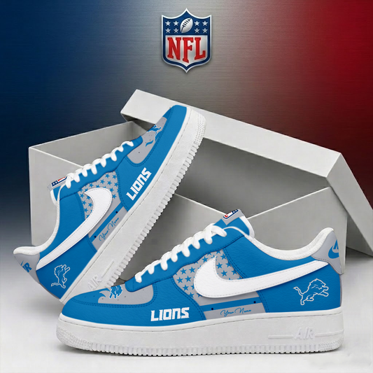 FINAL SALE - NEW CUSTOMIZED NFL04 DTL DETROIT LIONS AF1 SHOES