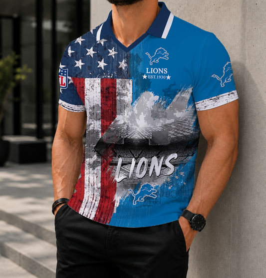 LIMITED EDITION - NEW CUSTOMIZED NFL04 DTL DETROIT LIONS POLO SHIRT