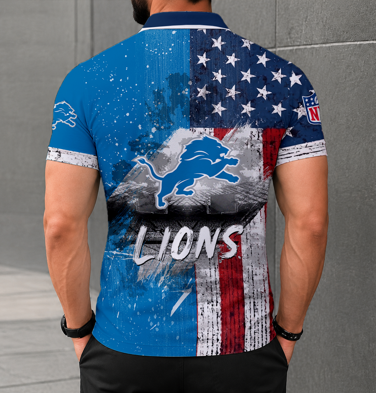 LIMITED EDITION - NEW CUSTOMIZED NFL04 DTL DETROIT LIONS POLO SHIRT
