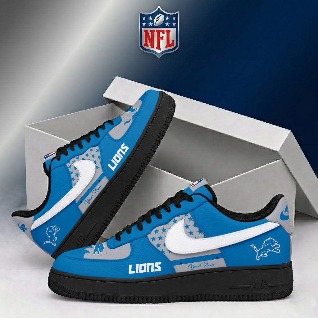 FINAL SALE - NEW CUSTOMIZED NFL04 DTL DETROIT LIONS AF1 SHOES