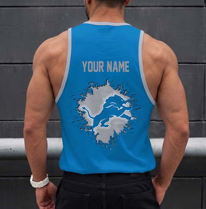 FINAL SALE - NEW CUSTOMIZED NFL04 DTL DETROIT LIONS UNISEX TANK TOP