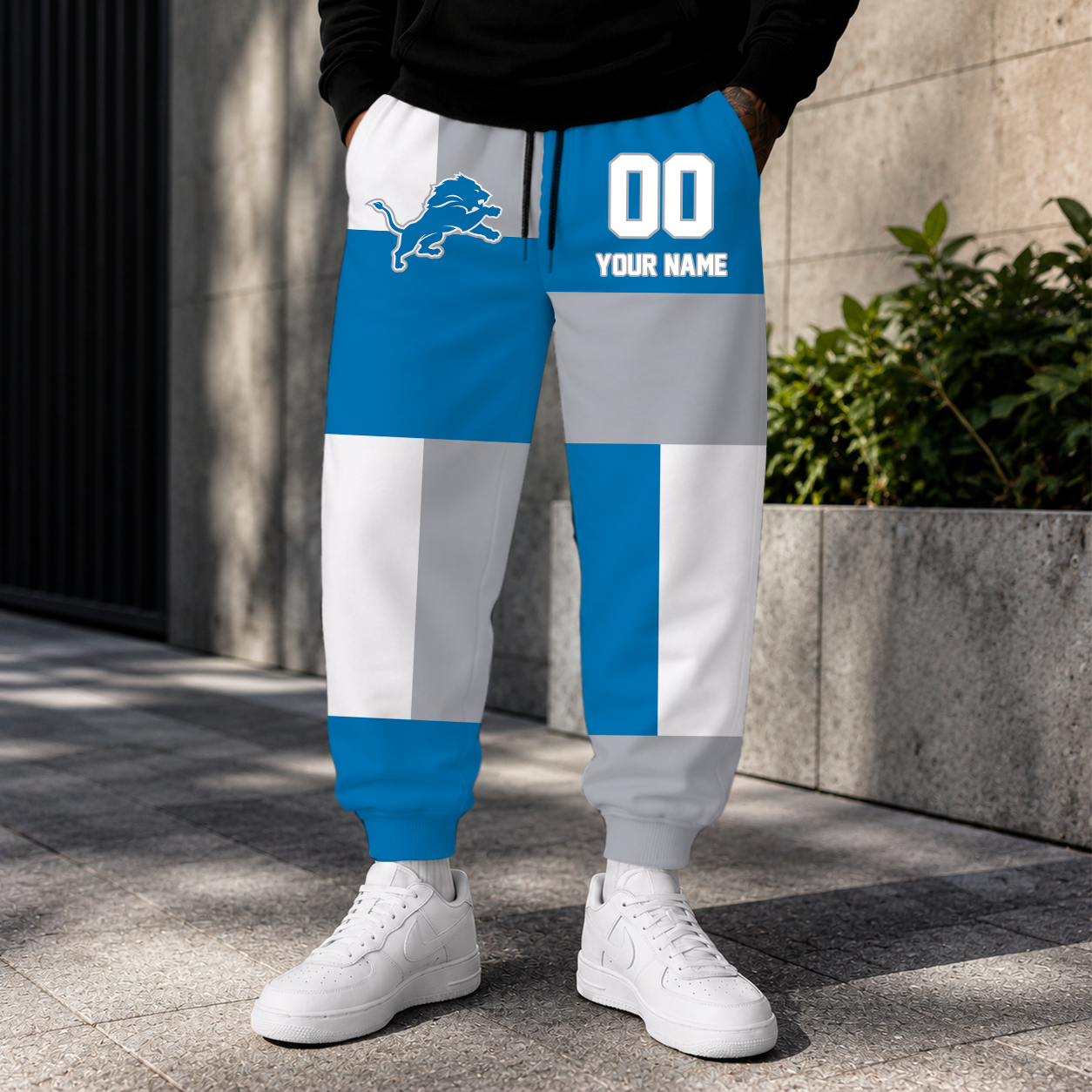 ELITE EDITION - NEW CUSTOMIZED NFL04 DTL DETROIT LIONS SWEATPANTS