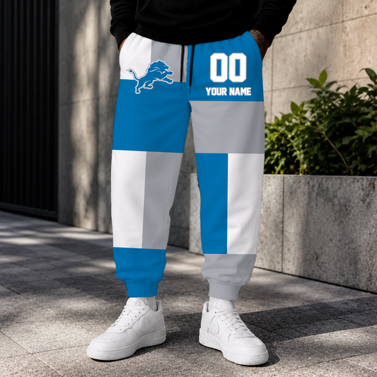 ELITE EDITION - NEW CUSTOMIZED NFL04 DTL DETROIT LIONS SWEATPANTS