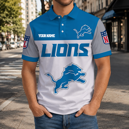EXCLUSIVE  EDITION - NEW CUSTOMIZED NFL04 DTL DETROIT LIONS T-SHIRT, POLO SHIRT, ZIP POLO SHIRT, SWEATSHIRT, HOODIE & ZIP HOODIE