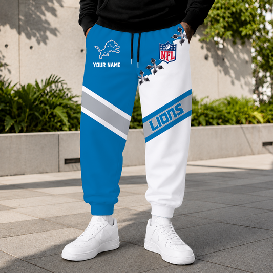 EXCLUSIVE EDITION - NEW CUSTOMIZED NFL04 DTL DETROIT LIONS SWEATPANTS