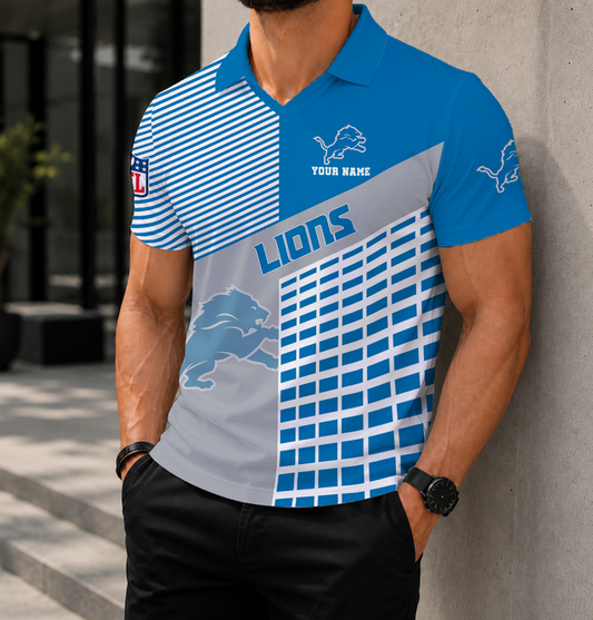 LIMITED EDITION - NEW CUSTOMIZED NFL04 DTL DETROIT LIONS POLO SHIRT