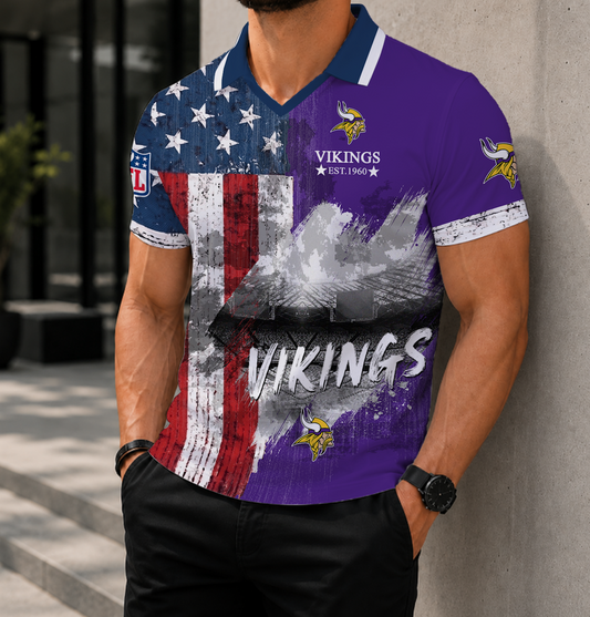 LIMITED EDITION - NEW CUSTOMIZED NFL05 MVK MINNESOTA VIKINGS POLO SHIRT