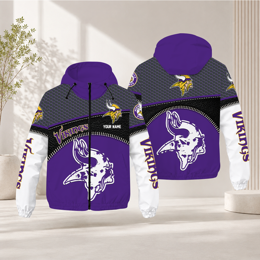 FINAL SALE - NEW CUSTOMIZED NFL05 MVK MINNESOTA VIKINGS WINDBREAKER JACKET